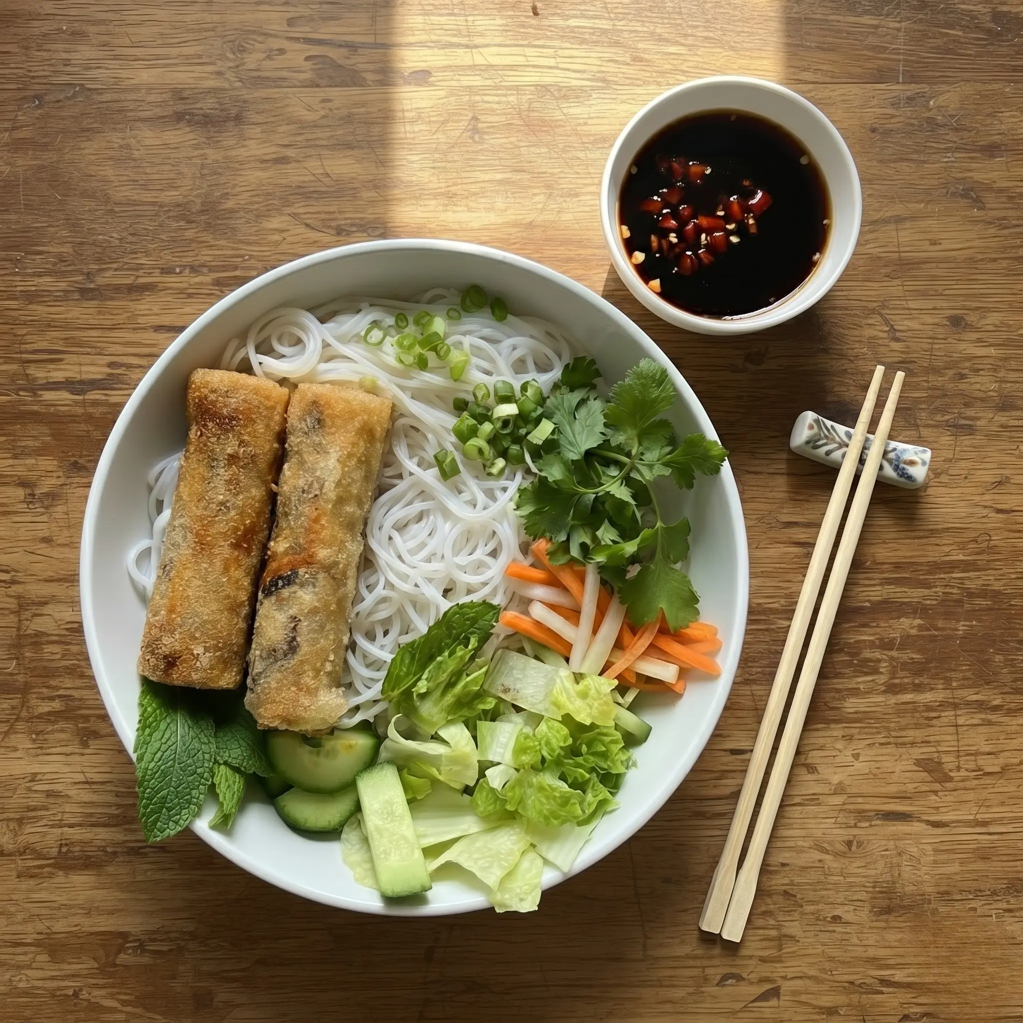 Bún chả giò tôm / chả giò chay
